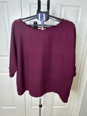 Belldini Burgundy Button-Shoulder Knit Top